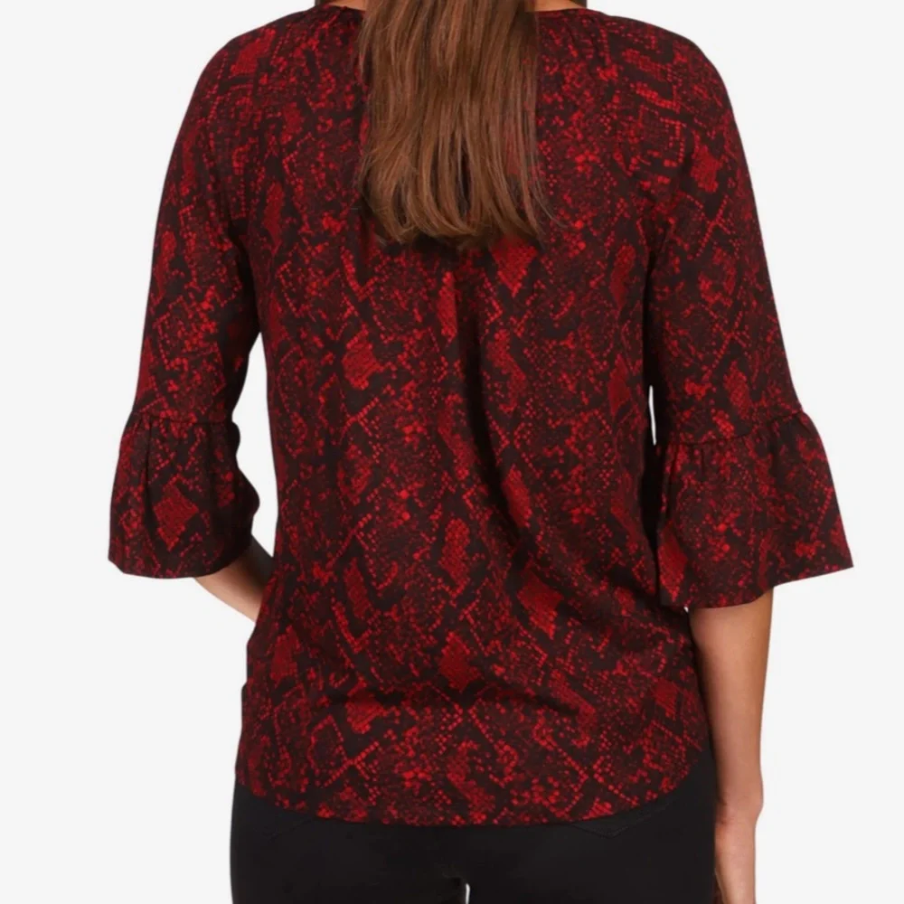 Michael Kors Red Snake Print Blouse Size XS